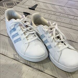 adidas White and Blue Women's Sneakers